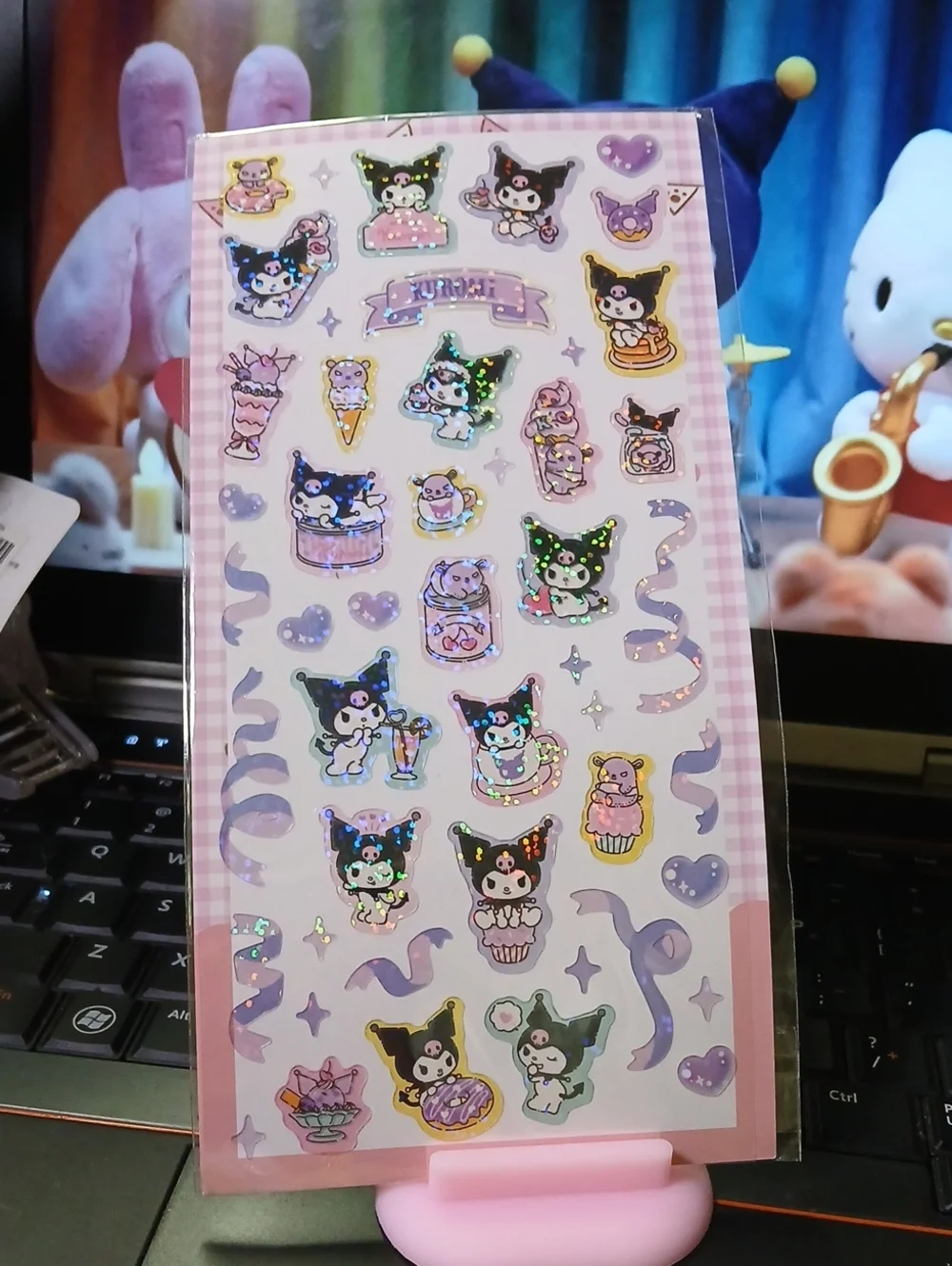 Kuromi Holographic Sticker Sheet - Pink Accents